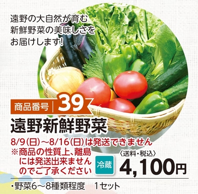 商品番号39　遠野新鮮野菜【送料込】【冷蔵】