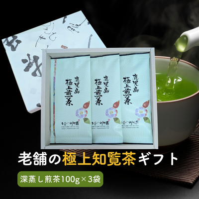 高級知覧茶「鹿児島極上煎茶」100g×3袋ギフトセット かごしま茶 鹿児島県産深蒸し煎茶 ゆたかみどり品種