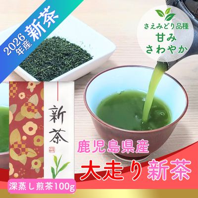 【予約】2026年産鹿児島大走り新茶100g 4月下旬頃より発送予定 極上深蒸し煎茶 さえみどり品種【メール便OK】