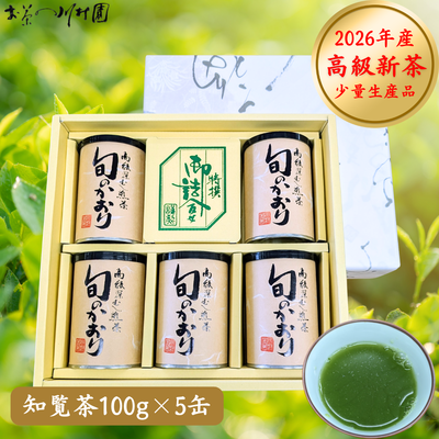 【予約】2026年産新茶 旬のかおり100g&times;5缶 最高級 知覧茶 鹿児島県産深蒸し煎茶 4月下旬頃発送開始