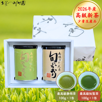 【予約】2026年産新茶 最高級 深蒸し煎茶2缶詰合せギフト （静岡茶・知覧茶 各100g）5月上旬発送開始