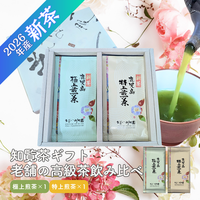 新茶ギフト 高級知覧茶 鹿児島深蒸し煎茶100g&times;2袋詰合せ（ゆたかみどり・さえみどり）2026年産一番茶