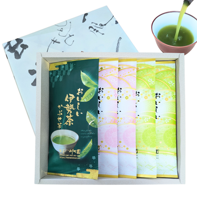 おいしい伊勢茶 深蒸し煎茶・かぶせ茶飲み比べ 5袋詰合せギフト（かぶせ1袋・特上深蒸し2袋・上深蒸し2袋）三重県産一番茶100％