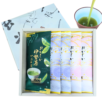 【高級】おいしい伊勢茶5袋詰合せ かぶせ茶・深蒸し茶飲み比べギフト（かぶせ1袋・極上深蒸し2袋・特上深蒸し2袋）三重県産一番茶