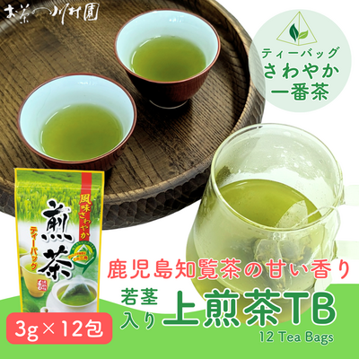 上煎茶ティーバッグ 3g&times;12個入 鹿児島産 深蒸し煎茶 茎茶ブレンド（2026年産一番茶）【メール便OK】 売り尽くしセール
