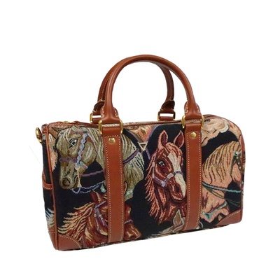 ゴブラン織りバッグ/ボストン小/ホースヘッドブラック/ストラップなし