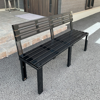 ステンレス製パークベンチ｜増渕工業所｜背もたれ有り・ブラック（塗装有り）