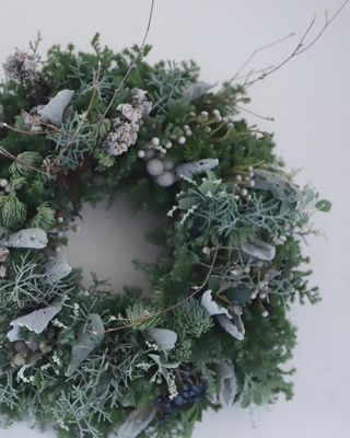 Joyeux noël Wreath L<Silver&White>