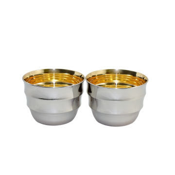 3段ぐい呑み 2個 桐箱 内金24金メッキ