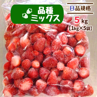 【送料無料】冷凍いちご 品種ミックス B品 5kg（1kg&times;5袋）