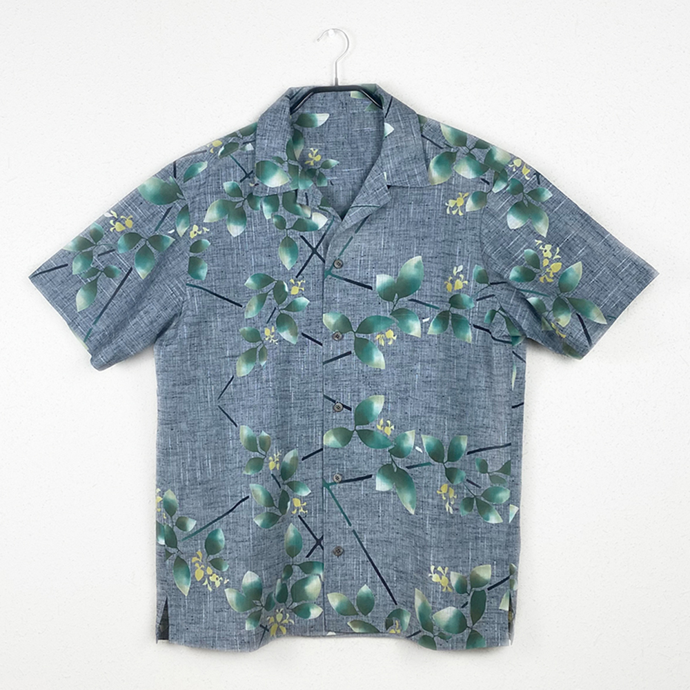 028 アロハ 綿つむぎ 萩 Mサイズ 柄パターンa ごふく美馬