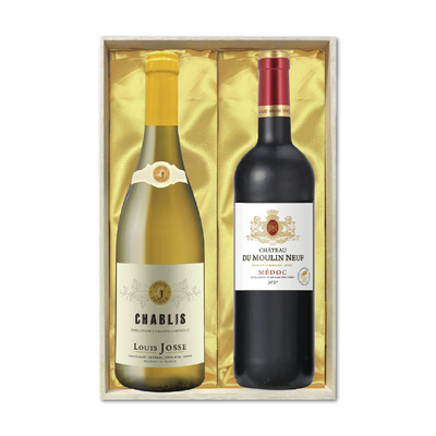 【フランスブルゴーニュ&ボルドー】金賞受賞紅白ワインセット(木箱)