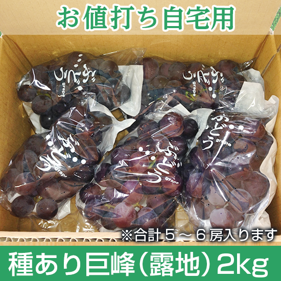 【きき】巨峰の粒　箱込2kg弱 L】巨峰の粒 箱込2kg弱 宅送・ぶどう箱）ぶどうクラフト 2kg/50
