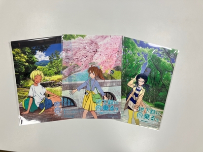 &rdquo;地下鉄に乗る&rdquo;クリアポスター（Ａ３）　太秦萌と松賀咲と小野ミサの３種セット ノベルティ付