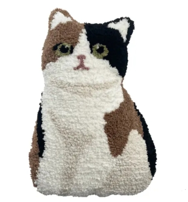【ねこ雑貨 クッション】猫のクッション ぬいぐるみ　もこもこ ミケ猫