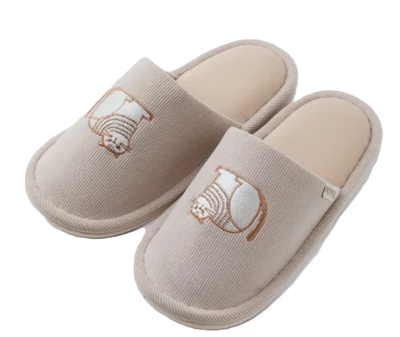 【ねこ雑貨 スリッパ】スリッパ　fikalycka コーデュロイスリッパ　アイボリー　Mサイズ