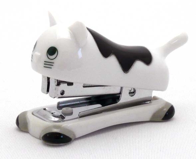●【ねこ文具】ホッチキス　猫型 ステープラー キャットステープラー　白猫 ホワイト