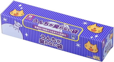 【猫のトイレ用品】猫用うんち袋　ネコトイレ用　うんちが臭わない袋　BOS　ネコ用　箱型 Mサイズ 90枚入