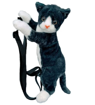 【ねこ雑貨 バッグ】猫のぬいぐるみバッグ　ニャオーねこ リュックサック　ハチワレ　白黒猫