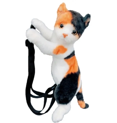 【ねこ雑貨 バッグ】猫のぬいぐるみバッグ　ニャオーねこ リュックサック　ミケ　三毛猫