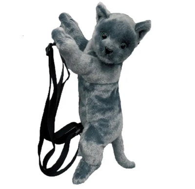 【ねこ雑貨 バッグ】猫のぬいぐるみバッグ　ニャオーねこ リュックサック　ロシアンブルー