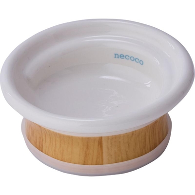 【猫の食器】猫食器　猫用フードボウル 食べやすい木目調食器 necoco 陶磁器食器　ウエットフード 向き