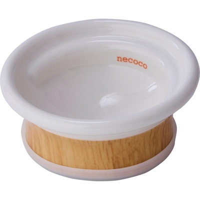 【猫の食器】猫食器　猫用フードボウル 食べやすい木目調食器 necoco 陶磁器食器　ドライフード向き