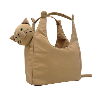 【ねこ雑貨 バッグ】ハンドバッグ　ROOTOTE ぶら下がりネコトートバッグ　キャメル