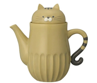 【ねこ雑貨 食器】洋食器 ティーポット　しのぎのねこ　茶トラ猫