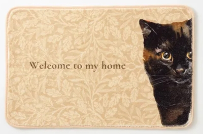 【ねこ雑貨 インテリア用品】マット　もこもこ起毛マット　Welcome to my home