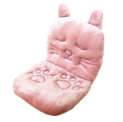 【ねこ雑貨 寝具】座布団　ふんわりチェアクッション　猫ローズピンク　紐付きシートクッション