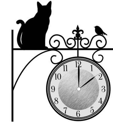【ねこ雑貨 時計】壁掛時計　ウォールクロックステッカー　時計シール　街猫