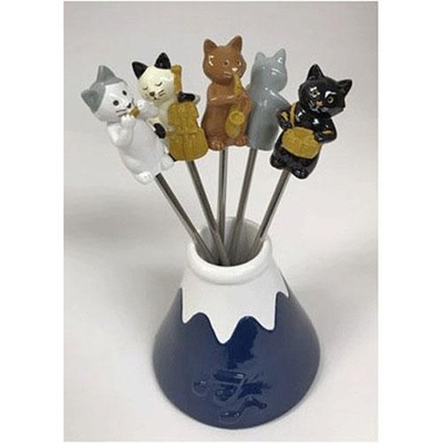 【ねこ雑貨 食器】キッチン雑貨 フルーツピック　猫のオーケストラ ピック　富士山