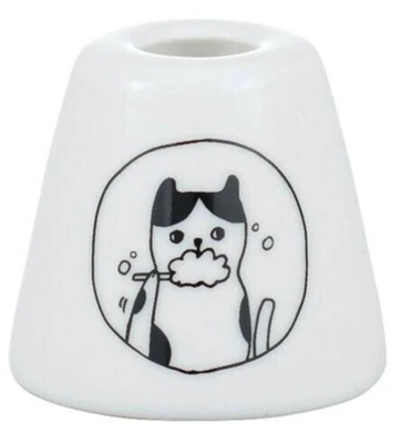 【ねこ雑貨 日用品】お風呂・洗面用品　歯みがきグッズ　ネコバス 歯ブラシホルダー　ホワイト