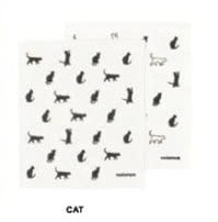 【ねこ雑貨 キッチン用品】布巾 ふきん　toistaa スポンジクロス　2枚入　猫柄 ホワイト