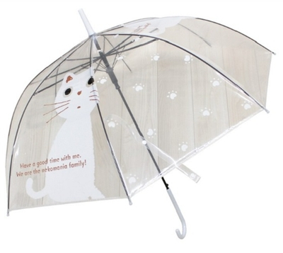 【ねこ雑貨 傘】雨傘 ビニール傘　たまちゃん　白猫　58cm