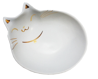 【ねこ雑貨 食器】和食器　小鉢　猫の耳 深皿　白　瀬戸焼