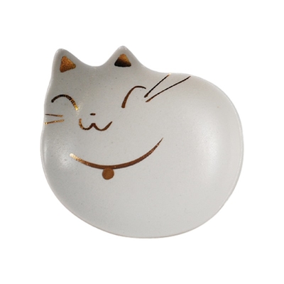 【ねこ雑貨 食器】和食器　小皿　猫の耳 豆皿　白　瀬戸焼