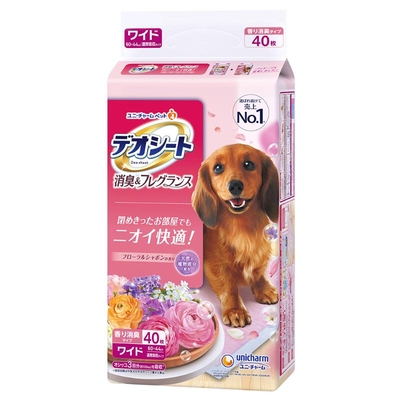 【猫のトイレ用品】ペットシーツ　デオシート 消臭＆フレグランス　フローラルシャボンの香り　ワイドサイズ　60cm×44cm　40枚入