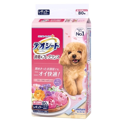 【猫のトイレ用品】ペットシーツ　デオシート 消臭＆フレグランス　フローラルシャボンの香り　レギュラーサイズ　44cm×32cm　80枚入