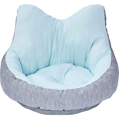 【猫のベッド】猫のサマーベッド　ひんやりくつろぎベッド フチ付 ネコ耳ラウンド　ブルー　夏のクール猫用品　