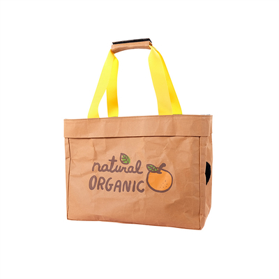 【猫のキャリー】キャリーバッグ　クラフトトートキャリー　イエロー　猫用 紙袋風ショルダーバッグ