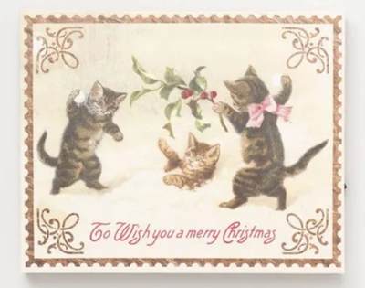 【ねこ雑貨 インテリア用品】ピクチャーライト　クリスマス アートボード　遊ぶ猫たち　CATライト　壁飾り