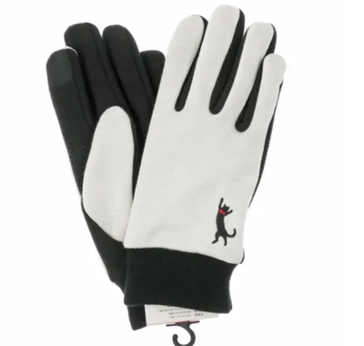 【ねこ雑貨 服飾雑貨】手袋 冬物防風手袋　猫刺繍 オフホワイト