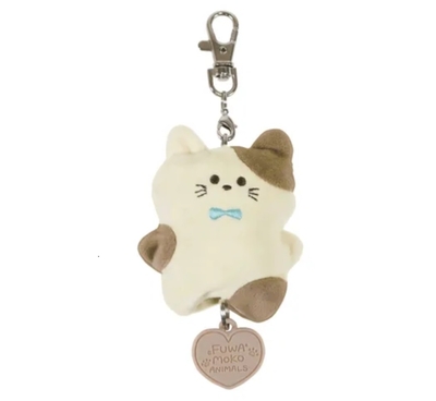 【ねこ雑貨 防犯グッズ】ぬいぐるみストラップ　ふわもこあにまるず 防犯アラーム　猫チャームストラップタイプ
