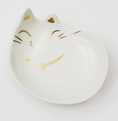 【ねこ雑貨 食器】和食器　小皿　猫の耳 豆皿　白　瀬戸焼