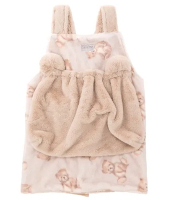 【猫の毛布】毛布エプロン　ハッピーベア 抱っこキャリー　ベージュ　いつも一緒ポケット付きエプロン