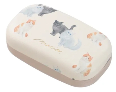 【ねこ雑貨 アクセサリーケース】ジュエリーボックス 小物入れ　Macio 猫 ミニハードケース　ベージュ