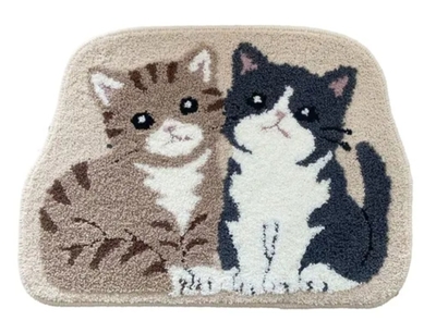 【ねこ雑貨 インテリア用品】マット　マルチマット ツインキャット　２匹の猫 インテリアマット
