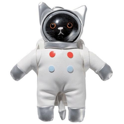 【ねこポーチ】パスポーチ　アストロキャット　クロ　リール付き　コインケース付き　宇宙服の黒猫ポーチ